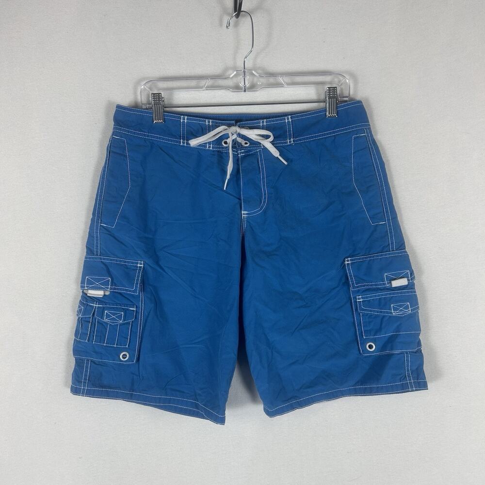 Old Navy Swim Trunks Men's Medium Lightweight Blue Mesh Lining Drawstring